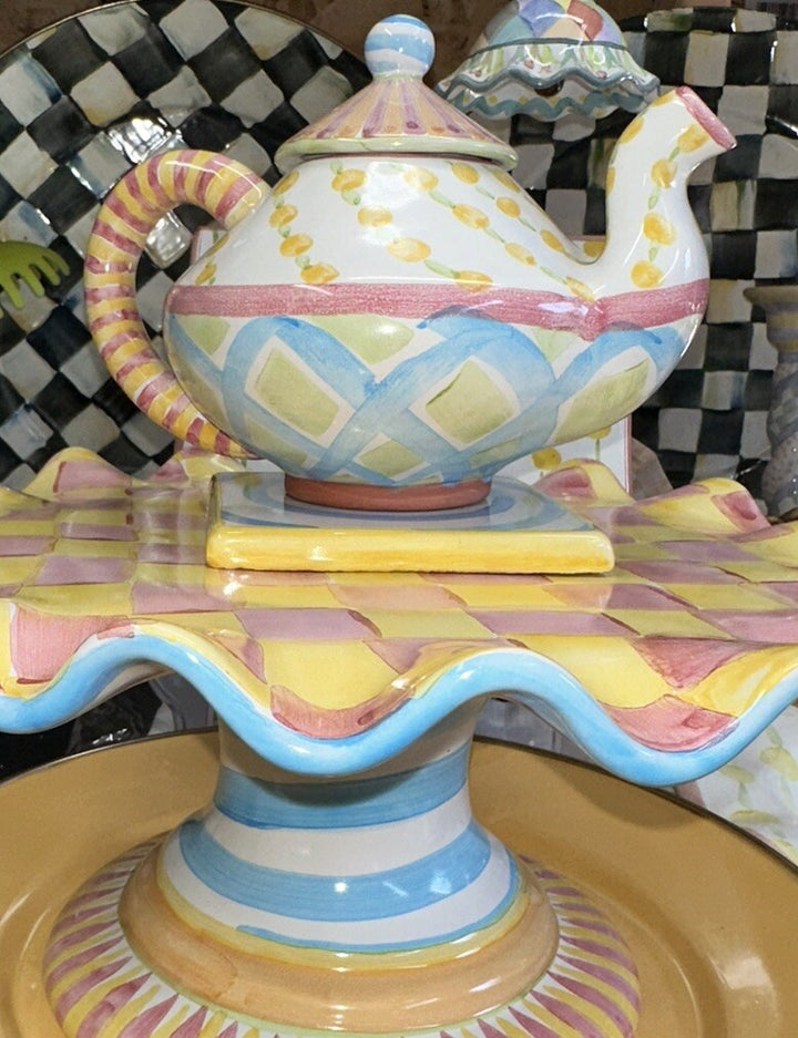 MacKenzie Childs WALLCOURT Teapot FENWICK High Tea Vintage Small Sized-2003