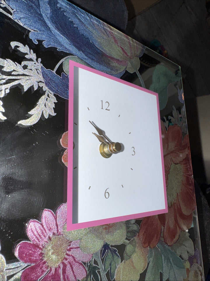 New Mackenzie Childs Carriage Clock Flower Market Reflections Clock-retired