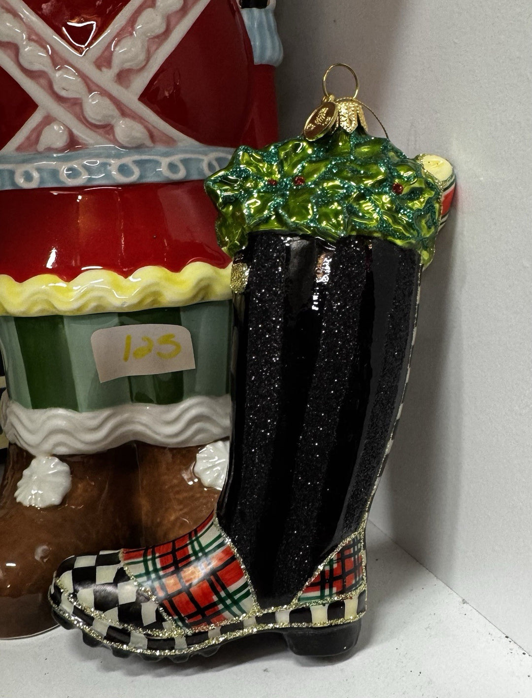 Mackenzie-Childs Tartastic Wellie Tartan Boot Christmas Ornament - Nib