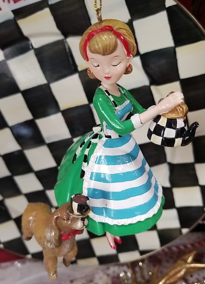 MacKenzie Childs Its A Wonderful Life Hostess Ornament Retired & Cocker Spanial