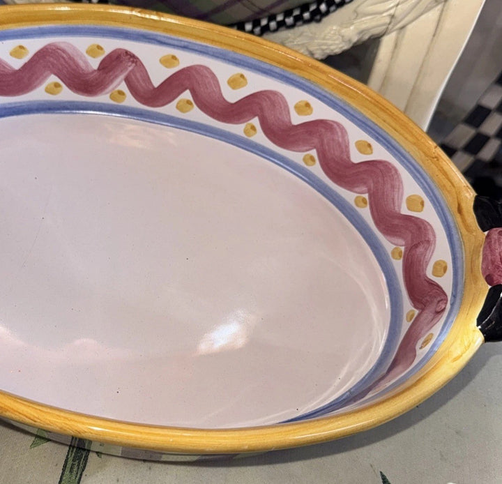 Mackenzie Childs RETIRED PICCADILLY Au Gratin 16”Casserole Oval Baking Dish NEW