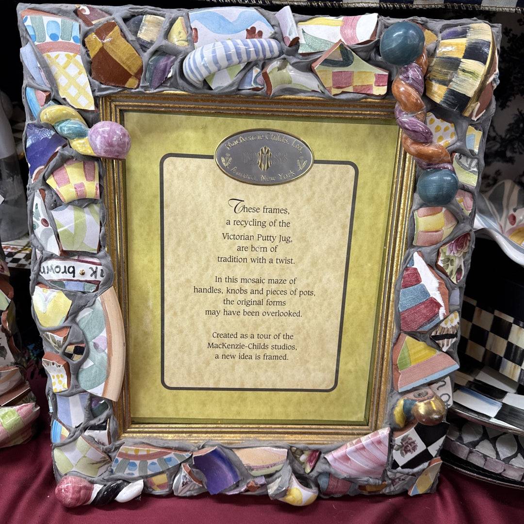 Mackenzie Childs Huge Putty Pottery Shard 8” X 10” Picture Frame Stamped 1983