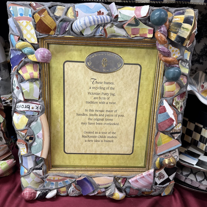 Mackenzie Childs Huge Putty Pottery Shard 8” X 10” Picture Frame Stamped 1983
