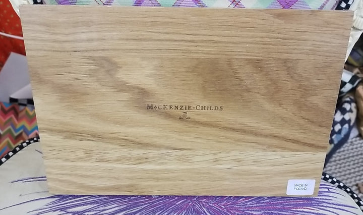 Mackenzie Childs Oak Laser Etched Wood Serving Tray Cardinal 12" x 8" x 0.75" P2