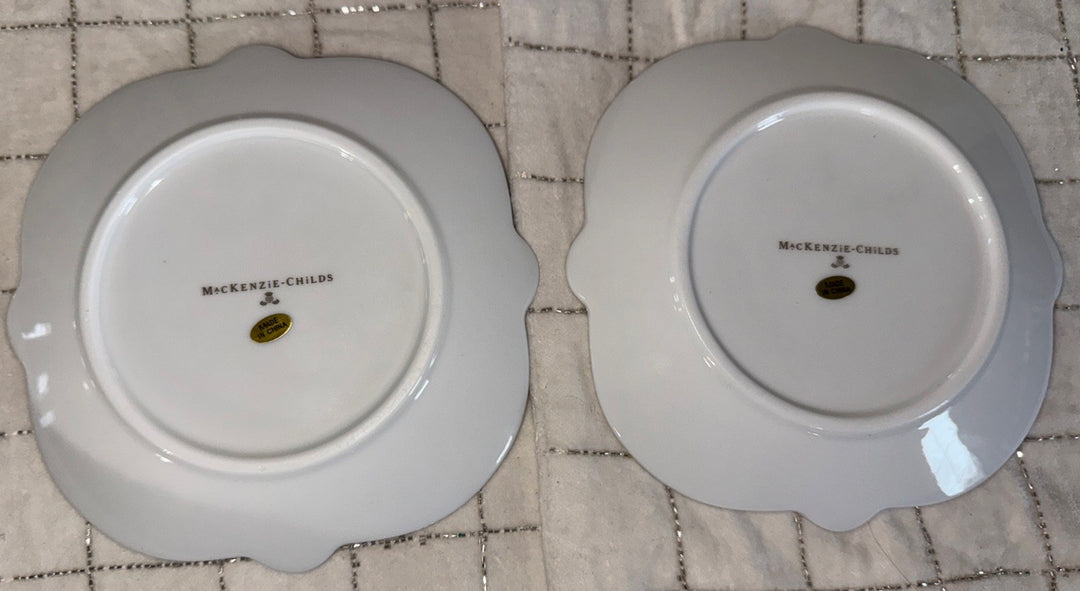 Mackenzie Childs Cardinal Toile 6” Wide Bread & Butter Plate- Set Of 2 NIB