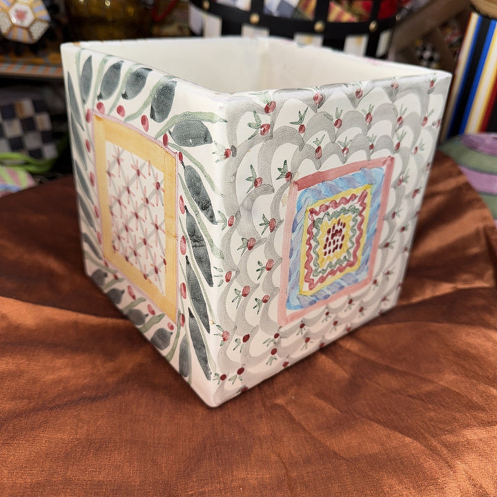 MacKenzie Childs 6" Square Taylor Planter Ceramic- Retired