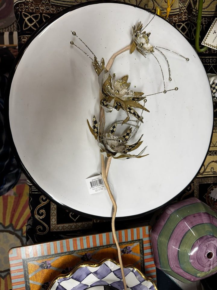 MacKENZIE CHILDS GLAM UP  FLOWER  Stem 3 Flowers Per Stem Gold &courtly Check