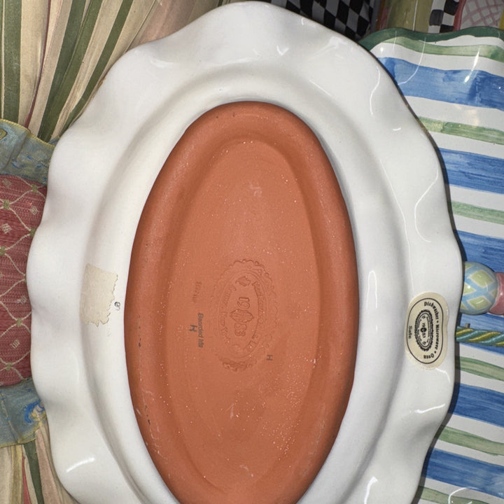 Mackenzie Childs Taylor Bearded Iris  12" X8.5” Oval  Serving Platter  Retired