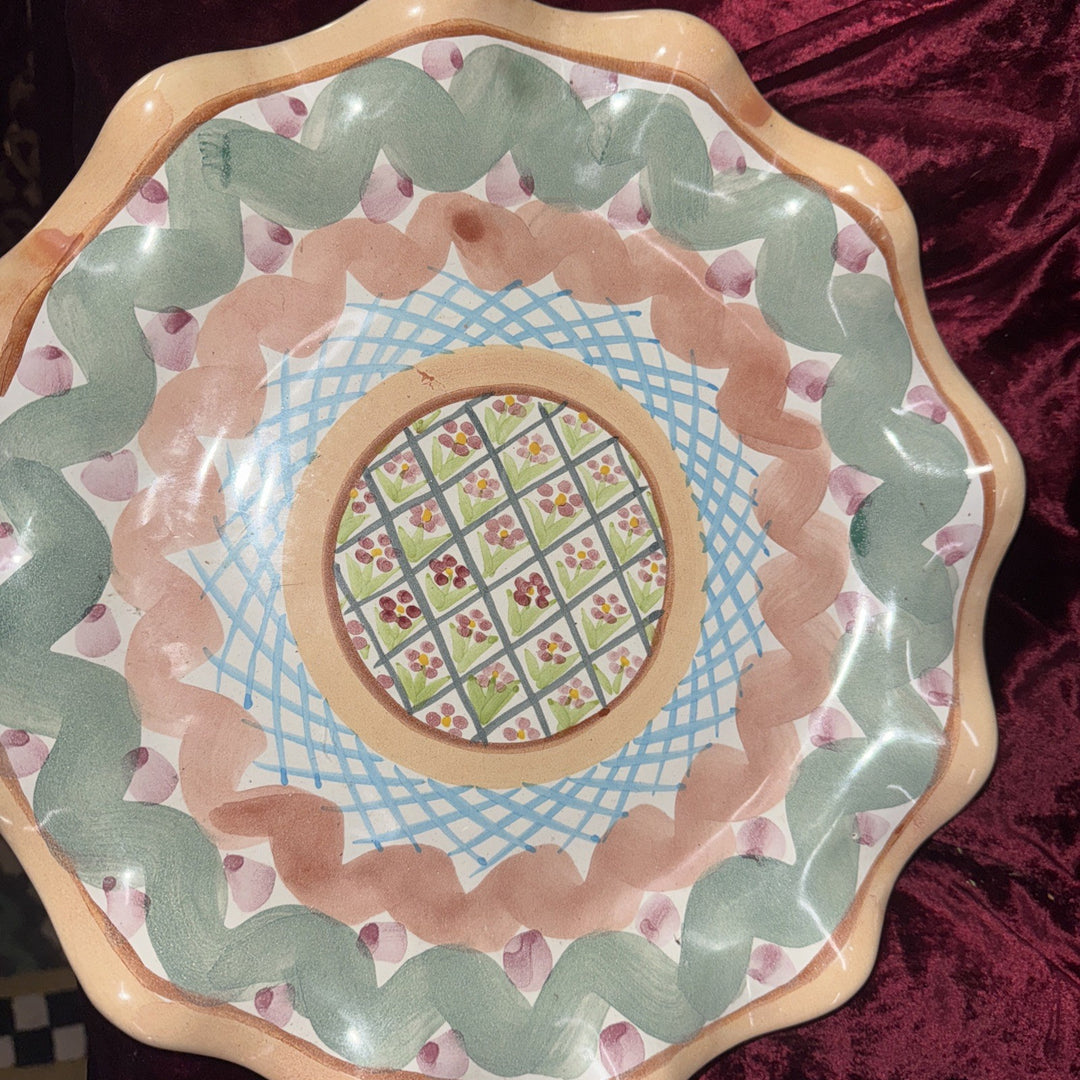Mackenzie Childs Fluted 12" Ceramic Serving Plate Taylor Heather Excellent
