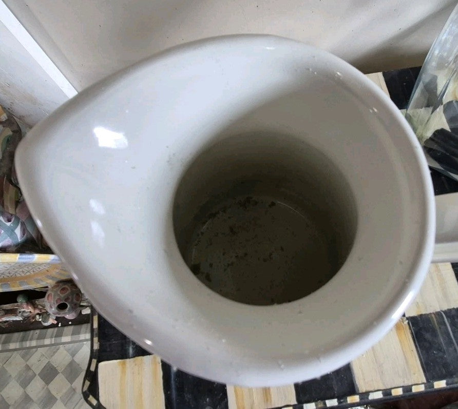 MacKenzie Childs Practical Pitcher Metal White Flower Market SMALL 8.5" TALL