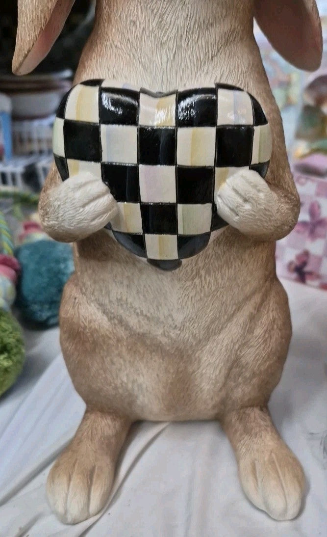 Mackenzie Childs Courtly Cottage With Courtly Check Bunny Rabbit  Retired