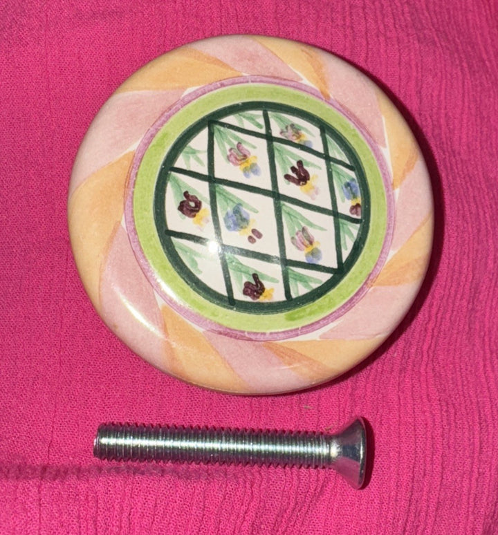 Mackenzie Childs Taylor" Bearded Iris Round Knob-2.5” Made In Mexico