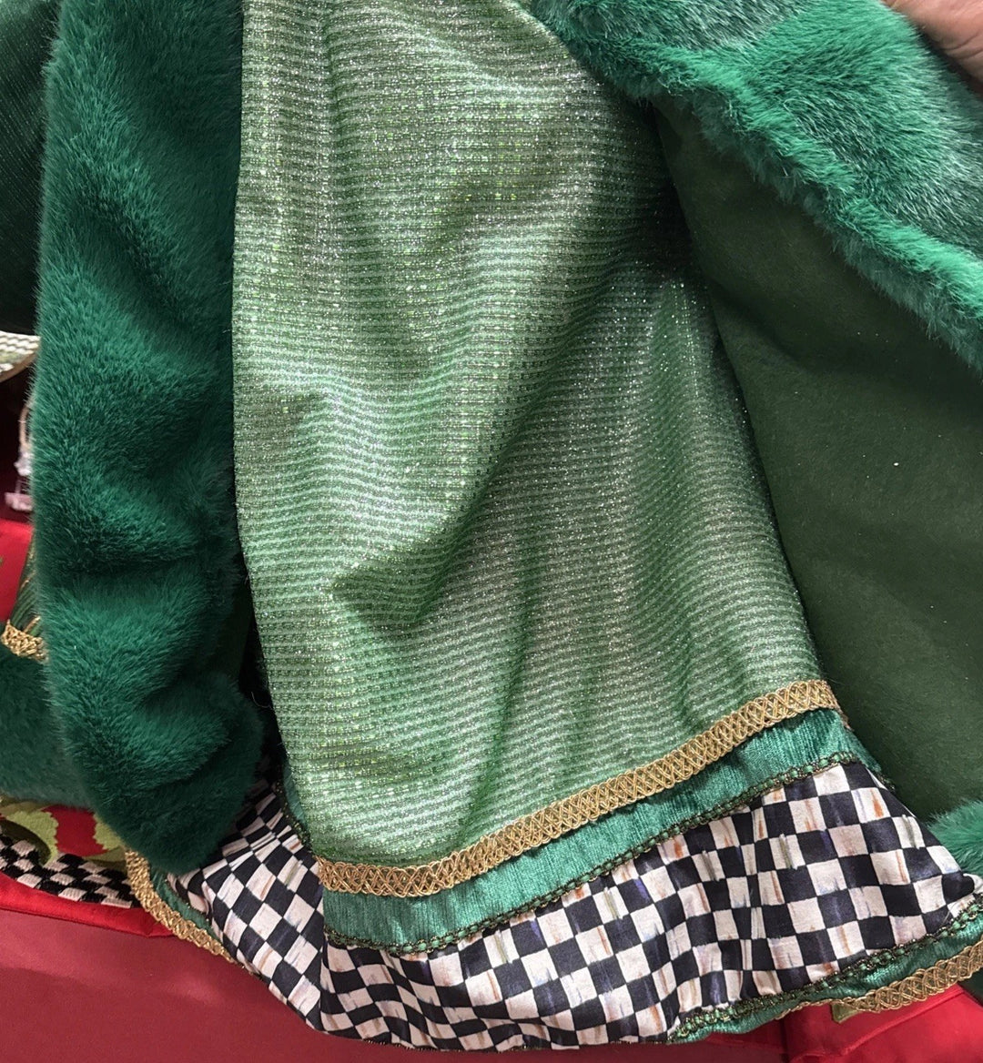 Mackenzie Childs Emerald Luxe  Large Santa With Bag Of Toys 37” Tall Nib Courtly