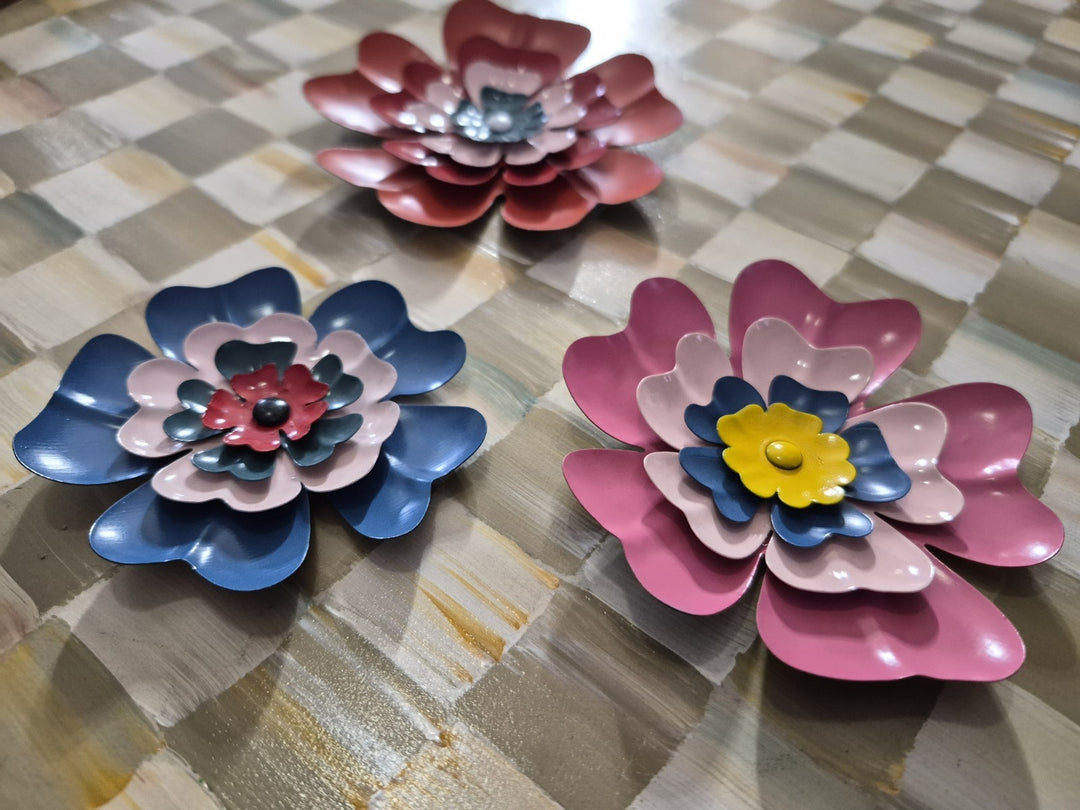 MacKenzie Childs DOLCE VITA FLOWER MAGNETS, SET OF 3 New In Bag