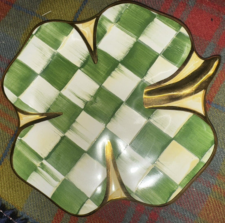 Mackenzie Childs Ceramic Shamrock Plate (Made in Aurora) New 7"