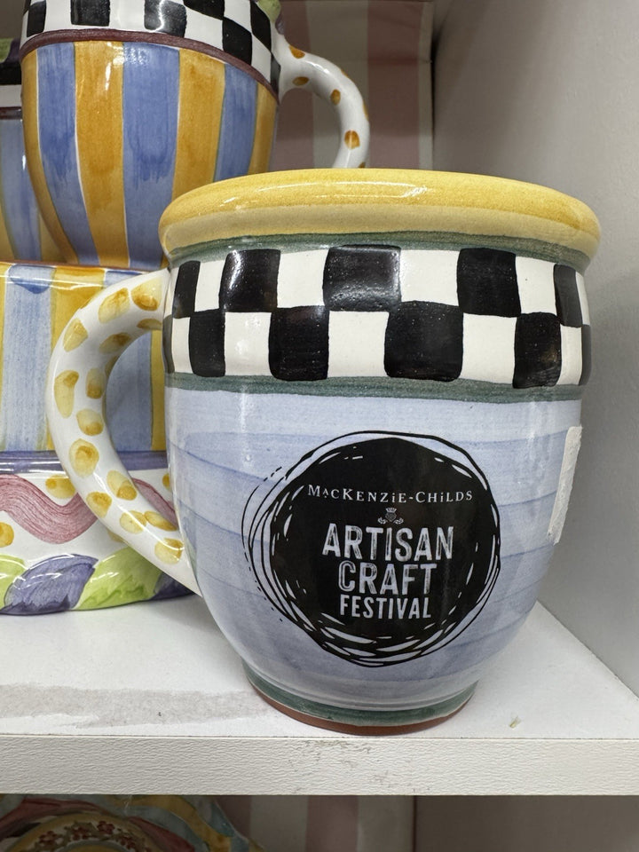 Mackenzie Childs Artisan Festival Courtly Check Pink -blue  Ceramic  Mug 2022