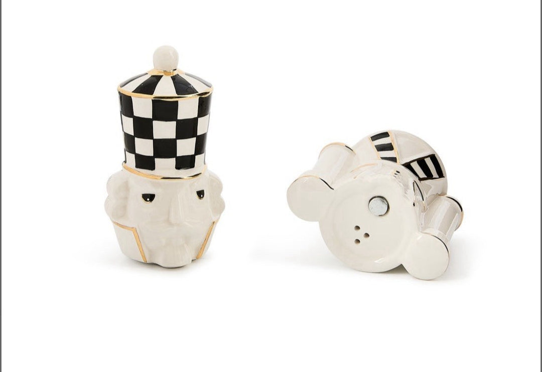 MacKenzie Childs Courtly Noel Nutcracker Salt & Pepper Set  Nib