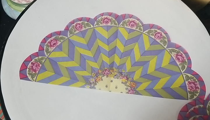 MacKenzie Childs GARLAND ROSE Tissue Paper Fan 7 Round Napkins 13” For Decoupage