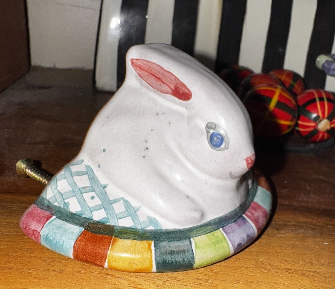 Mackenzie Childs Hand Made/Painted in Aurora POPLAR RIDGE Bunny Drawer Pull