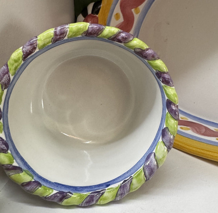 MacKenzie Childs Piccadilly Ceramic 4” Ramekin Souffle Dish Retired Pattern