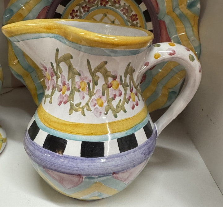 Mackenzie Childs Taylor Creamer Hitchcock Fields Made in AuroraMajolica 5"x5.5"