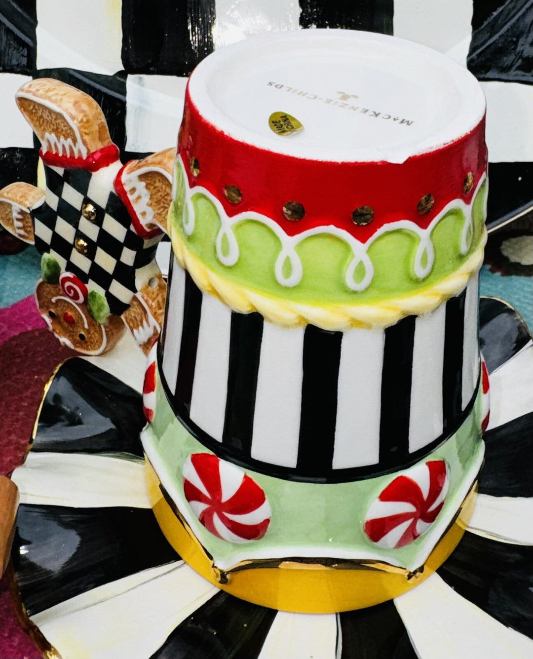 MacKENZIE CHILDS CHRISTMAS CANDY COTTAGE MUG New