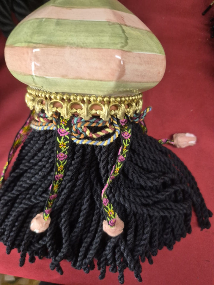 MacKenzie Childs Urchin Kelp Double Tassel Drape Curtain Tiebacks