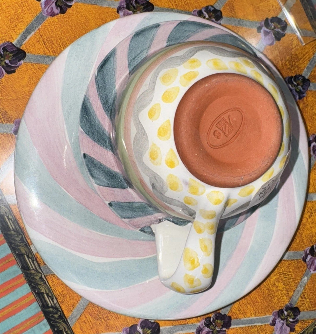 Victoria & Richard Era Mackenzie Childs Taylor CAYUGA Cup And Saucer 1988