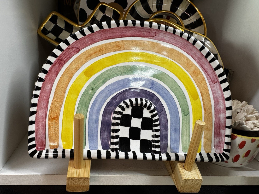 Mackenzie Childs Rainbow Trinket Dish 8” Wide And 5” Tall Retired 2022