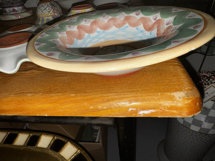 Mackenzie Childs Taylor Heather Ceramic Bowl 8.25" X3” Tall 1983 Vintage