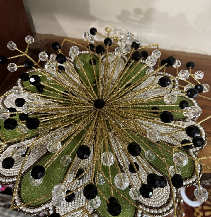 Mackenzie Childs Gold Beaded 14”  Star - With Hanger Retired Design
