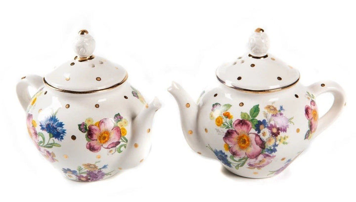 Mackenzie Childs White Flower Market Salt and Pepper Set  New In Box