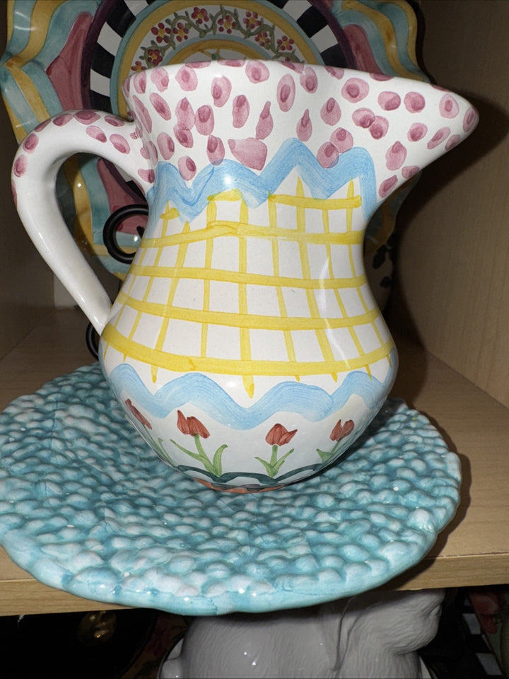 Mackenzie Childs Taylor Kings Ferry 2024 Ceramic 4” Tall Creamer Bright Colors