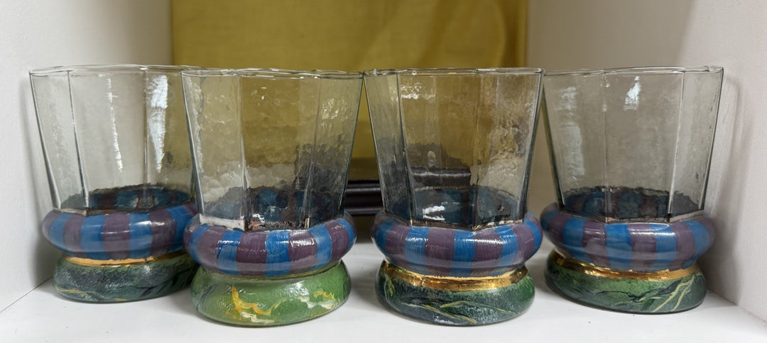 Victoria & Richard Mackenzie-Childs Octagon Star Trek  Set Of 4 Juice Glasses