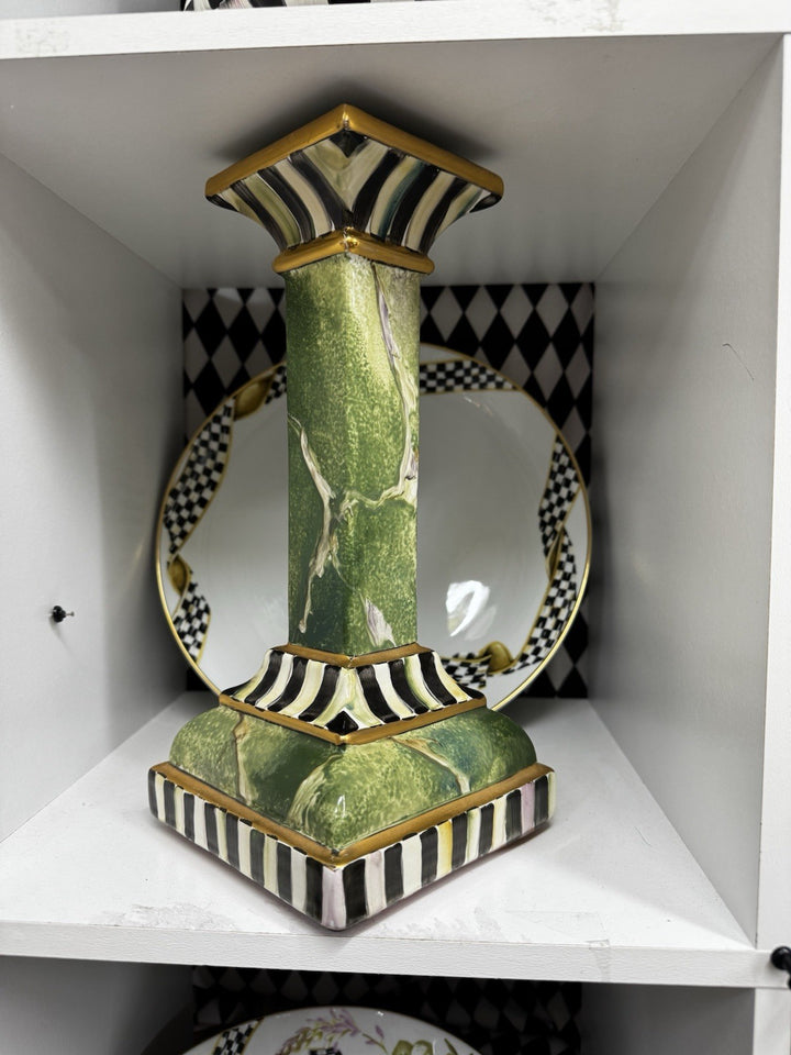 Mackenzie Childs Cheltenham Candlestick Holder 11" Made In Aurora 2005-B