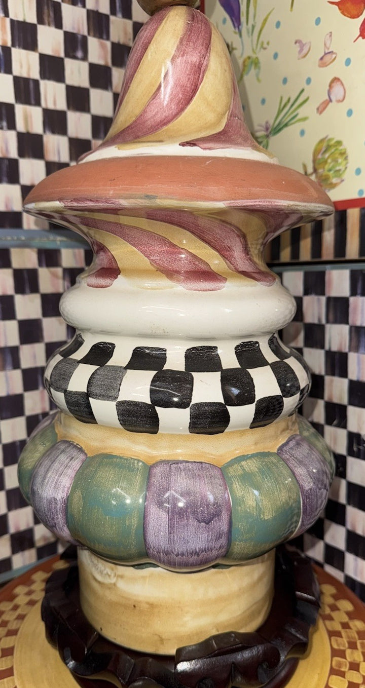 MacKenzie Childs Component Tuffet Ottoman Ceramic Leg With Hole For Lamp