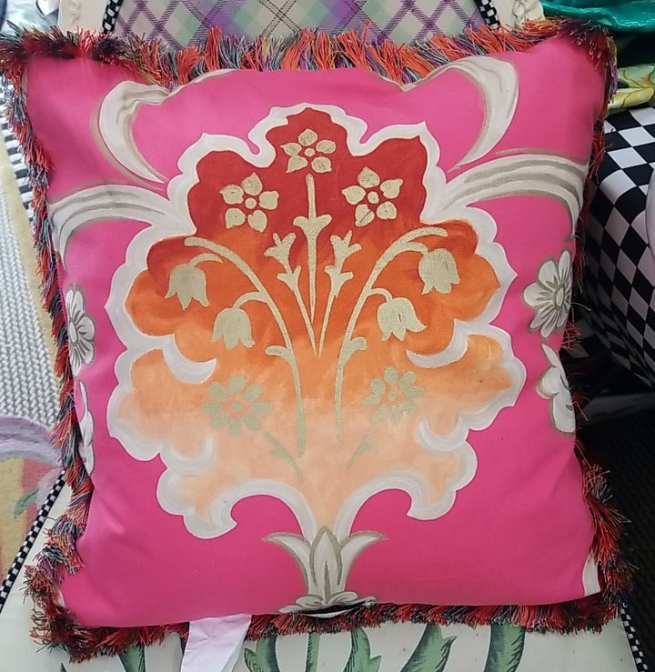 Mackenzie Childs Pink Pillow- 19”x19” Retired