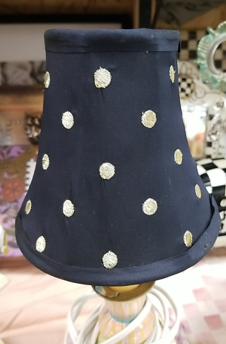 MacKenzie Childs Navy Blue With GOLD dots Chandelier Lamp Shade