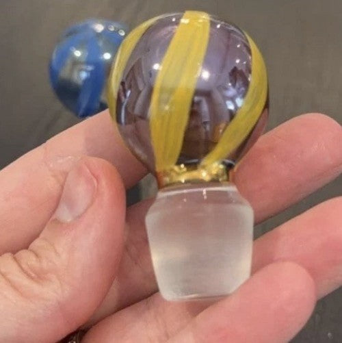 MacKenzie Childs Vinegar Cruet  Glass Knob Top authentic Yellow  Swirl Component