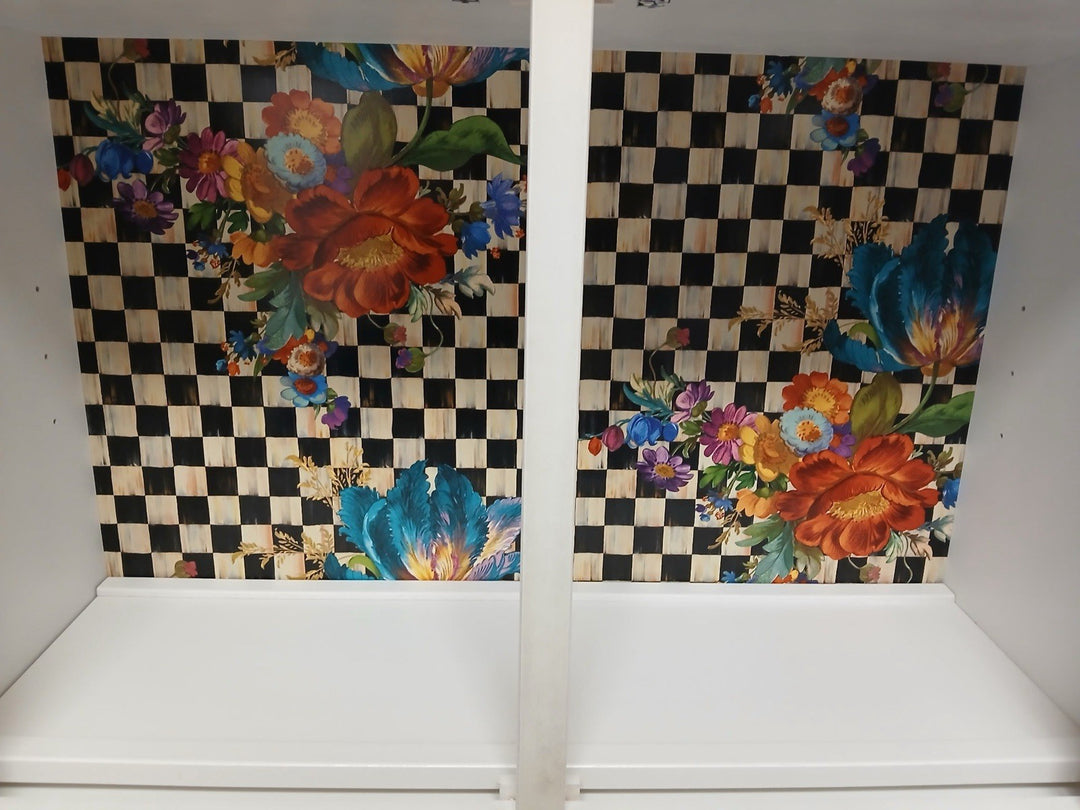 Mackenzie Childs White Flower Market Small Wood Cabinet