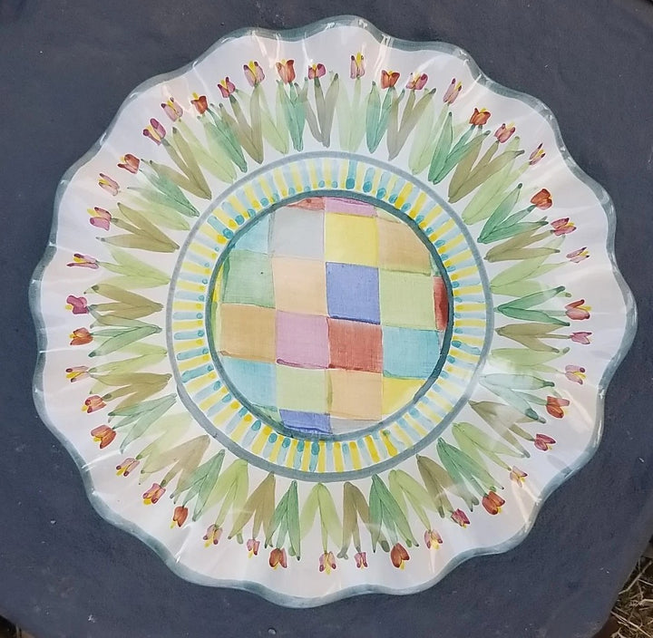MacKenzie Childs Taylor Poplar Ridge Dessert Salad Plate 9” Fluted- New