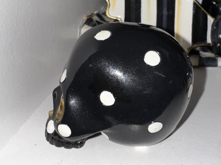 New Mackenzie Childs Courtly Mini Skull 2.25” Wide 2.75” Tall  - One Polka Dot