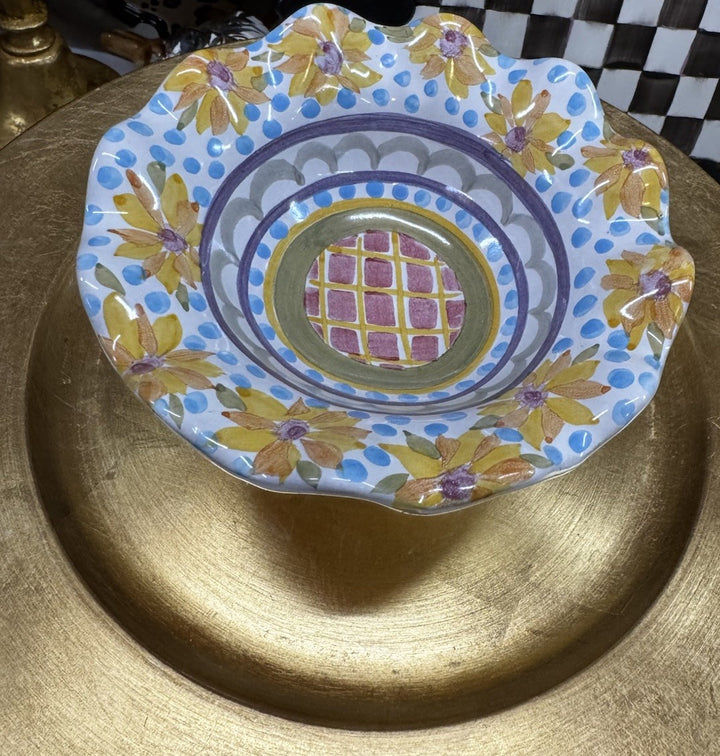 Mackenzie Childs Fluted Pedestal  Mini Taylor Fran Compote 4" Tall Retire