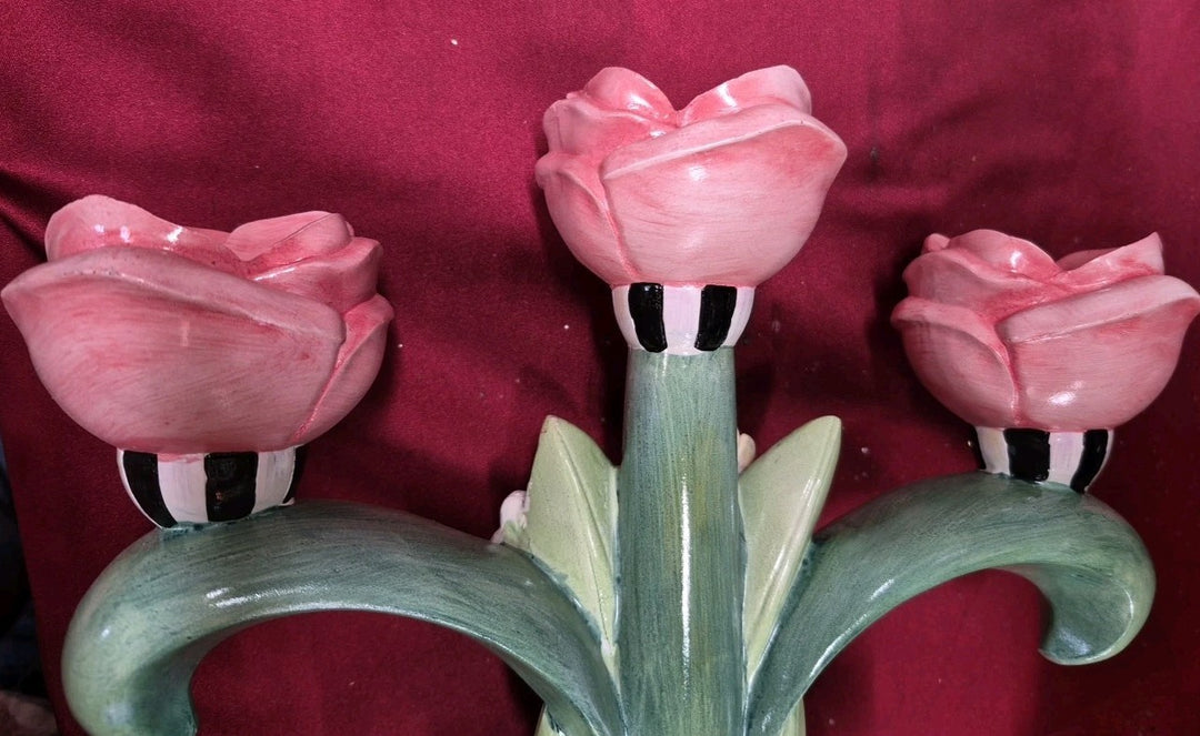 MacKENZIE CHILDS ROSY MEADOW CANDELABRA New