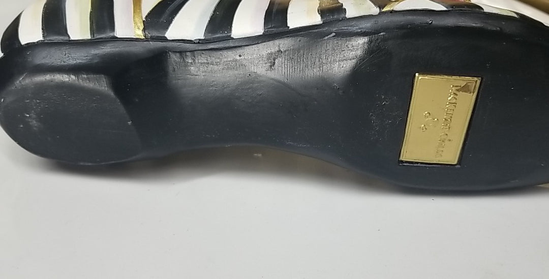 Mackenzie Childs Courtly Stripe Shoe Vase - With Red Flower - Retired