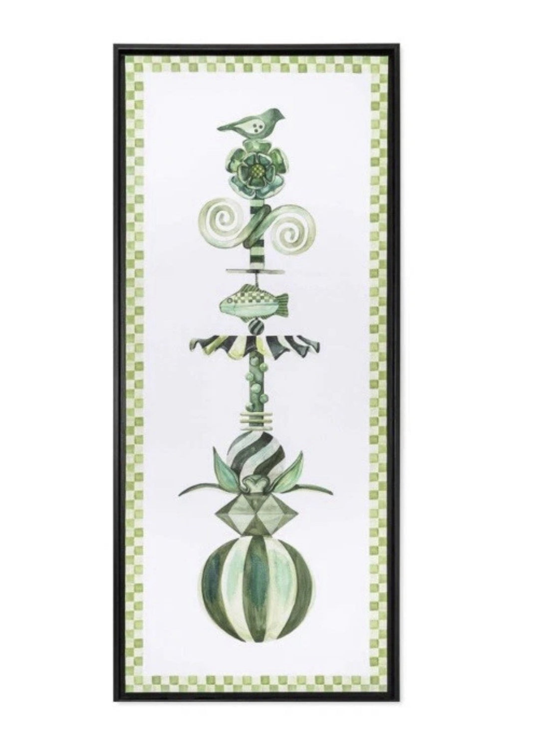Mackenzie Childs Large Bird Totem Wall Art Gliclee  46"x20" NEW / Open Box