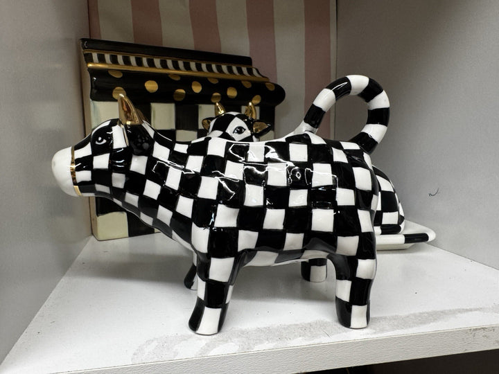 MacKenzie Childs Cow Creamery Creamer Courtly Check Retired NIB
