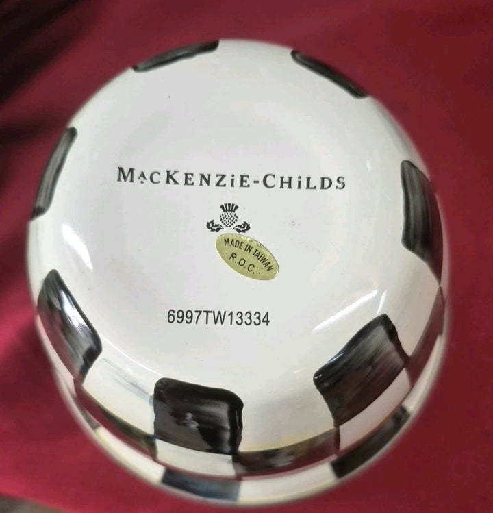 mackenzie childs Courtly Check 7”Tall Enamel Flower Pot- Excellent