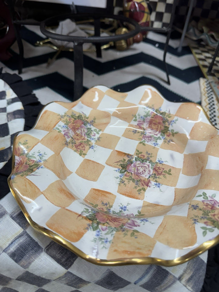 Mackenzie Childs Orange Marmelade Honeymoon  Fluted  bowl 9.5”Ceramic