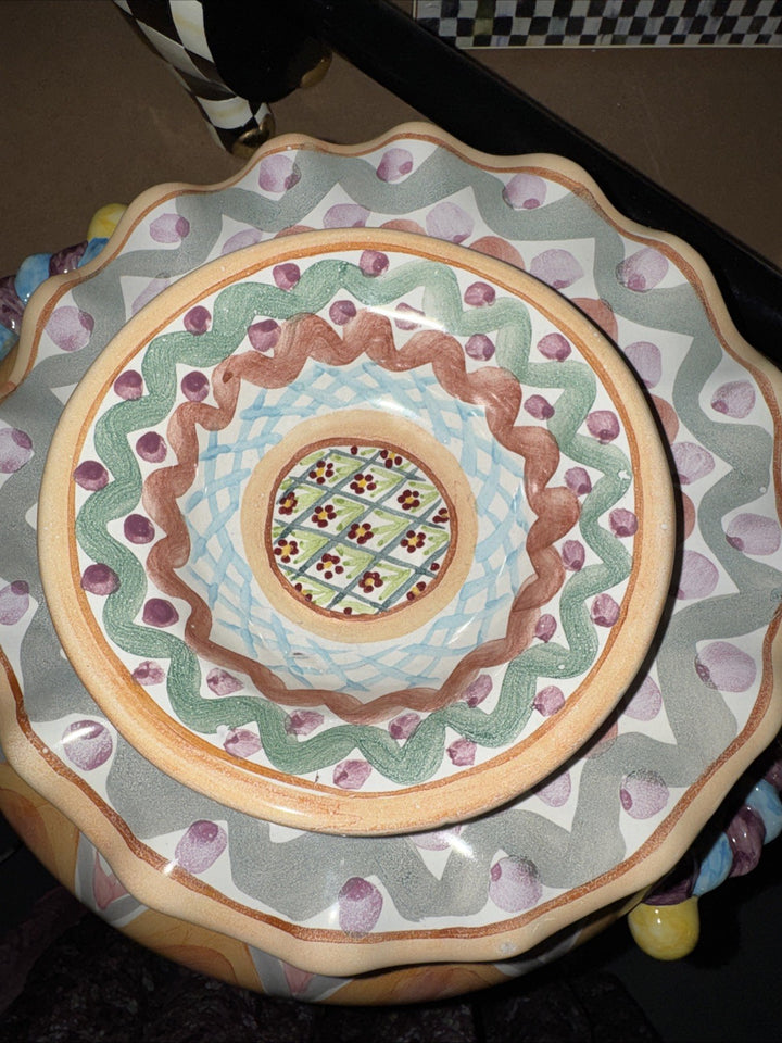 Mackenzie Childs Ceramic 6 inch Berry Bowl Taylor Heather- Excellent 1988